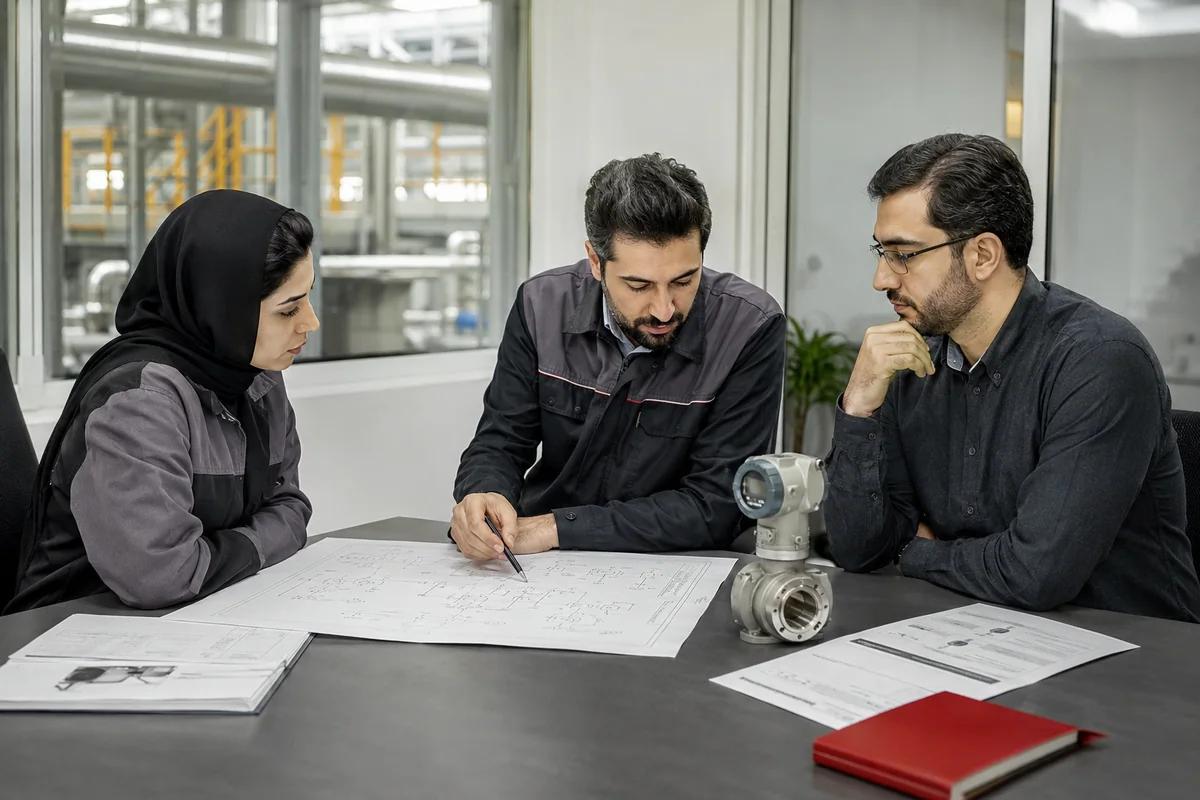 تصویر مفهومی جلسه بررسی مهندسی تجهیزات صنعتی